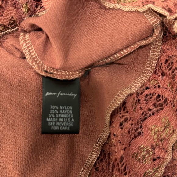 Vintage Ann Ferriday Top Floral Mixed Lace Tie Front Victorian Style Brick Red - Picture 6 of 6